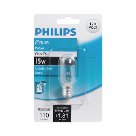 Philips INCDCNT BULB CLR T6 15W 416115